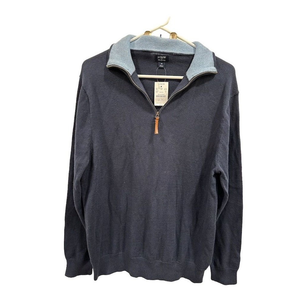 NWT J. Crew Men's Blue‎ Quarter Zip Pullover Sweater Size M Casual SI57